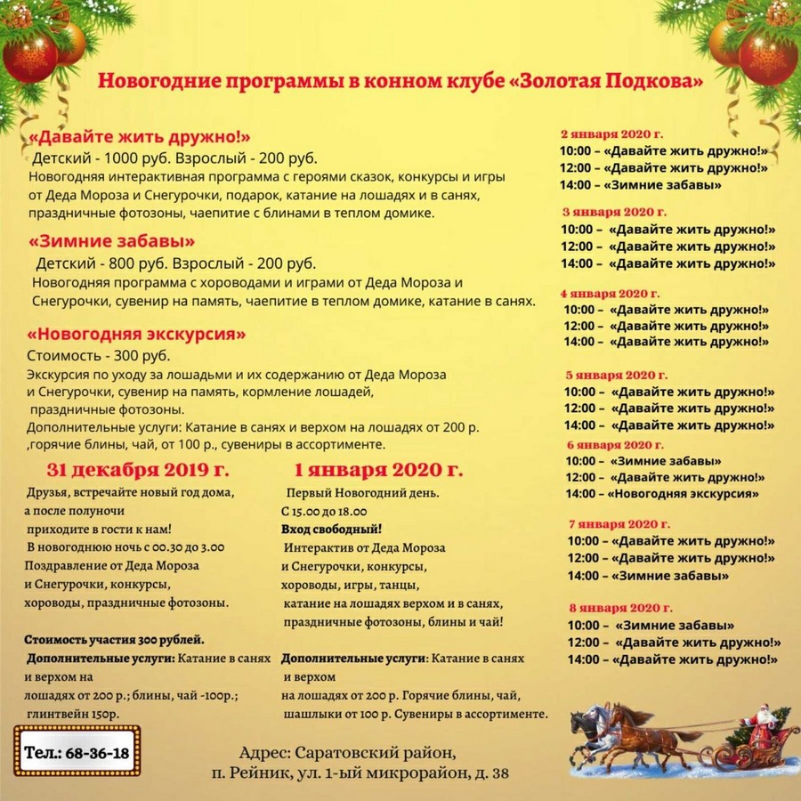 Новый год-2019-2020 в конном клубе  "Золотая Подкова"